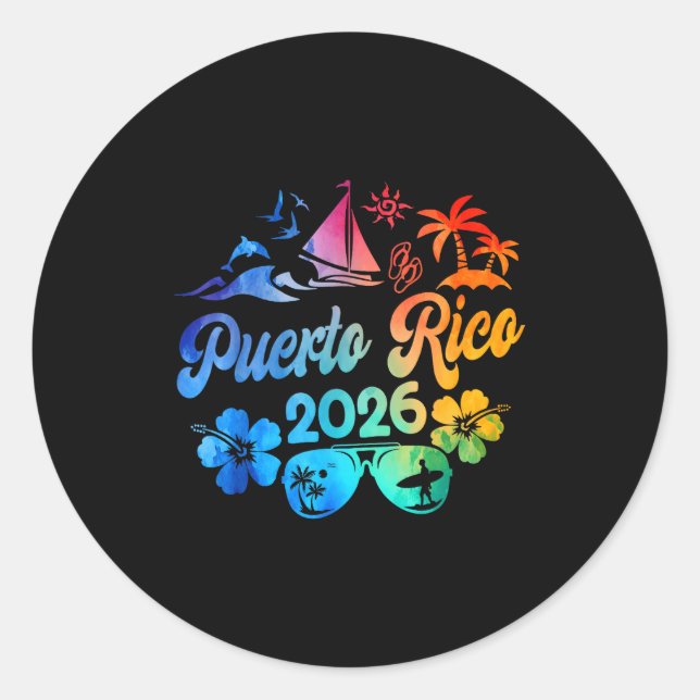 Adesivo Puerto Rico 2026 Vacation Beach Tie Dye Trip Summe (Frente)