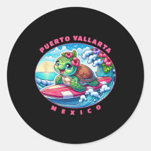 Adesivo Puerto Vallarta México Garotas Surfando Tartarugas