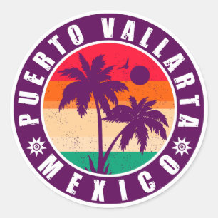 Adesivo Puerto Vallarta Palm Tree Retro Souvenir 80