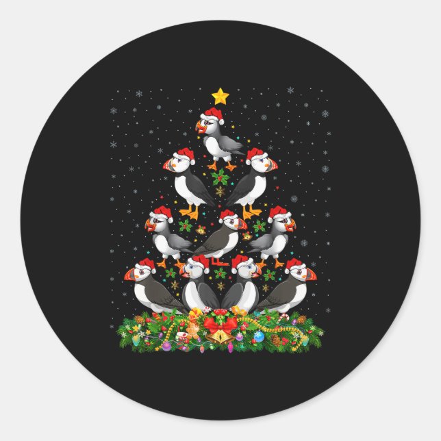 Adesivo Puffin Bird Xmas Tree Gift Santa Hat Puffin Christ (Frente)