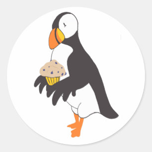 Adesivo Puffin com um Muffin