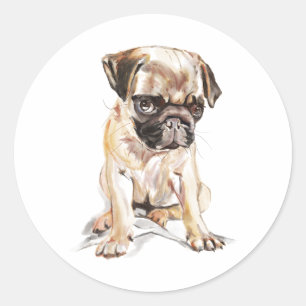 Adesivo Pug – Adesivo Redondo Clássico, Amante de