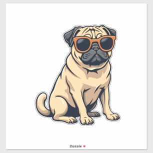 Adesivo Pug Antigo Fazendo Dab com Óculos de Sol Cachorro 