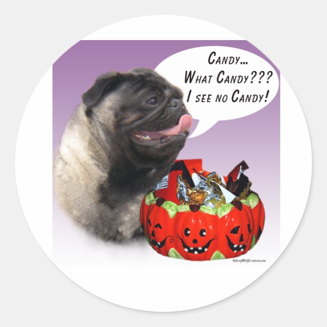Adesivo Pug (camisa) Halloween Candy (Frente)