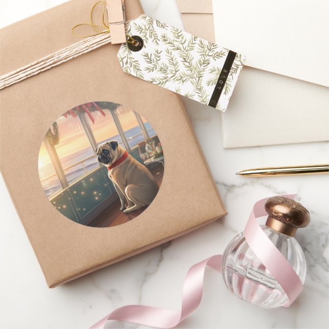 Adesivo Pug Christmas Cruise: Delito de Férias Pawsome (Presentear)