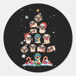 Adesivo Pug Christmas Tree Dog Papais noeis Feliz Pugmas X