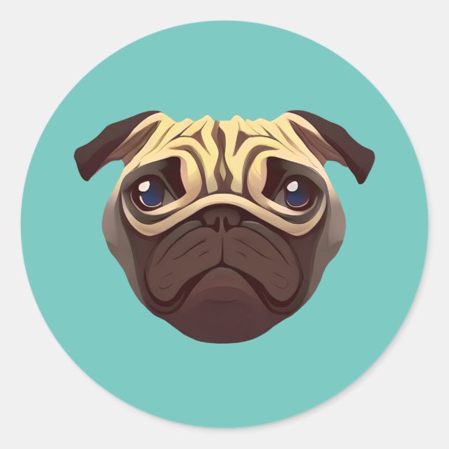 Adesivo Pug Classic Round Sticker (Frente)