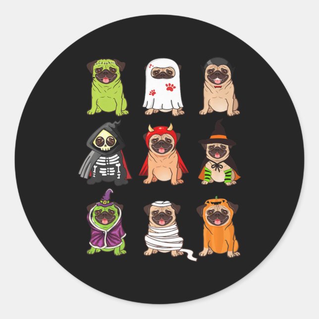 Adesivo Pug Collection Happy Pugoentre Halloween Spooky Co (Frente)