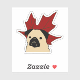 Adesivo Pug com Folha Grande