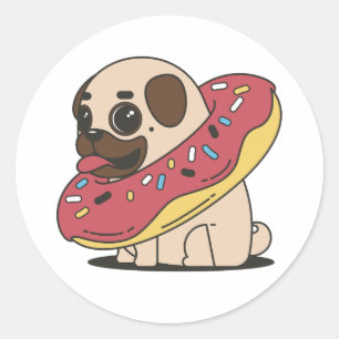 Adesivo Pug com Rosquinha