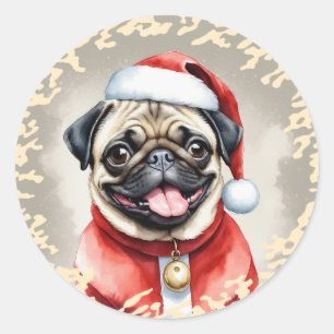Adesivo Pug com roupa de Papai Noel - Natal 1