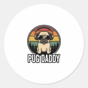 Adesivo Pug Daddy Vintage Sunset Design de Camiseta de Cac
