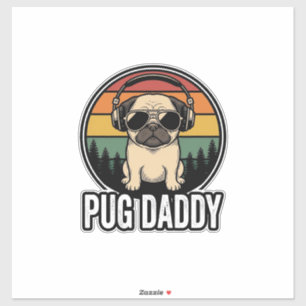 Adesivo Pug Daddy Vintage Sunset Designação de Camisa de C