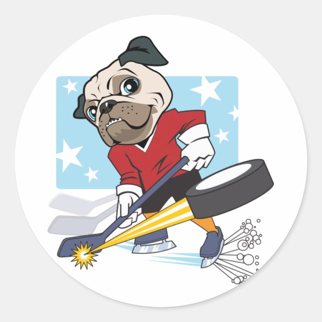 Adesivo Pug de Hockey Personalizável (Frente)