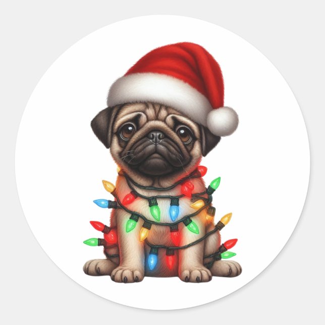 Adesivo Pug de Natal Bonito (Frente)