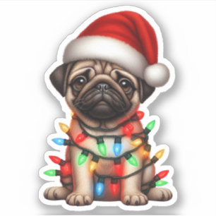 Adesivo Pug de Natal Bonito