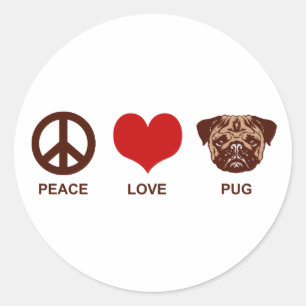 Adesivo Pug do amor da paz
