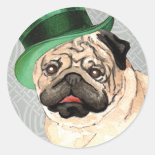 Adesivo Pug do dia de St Patrick