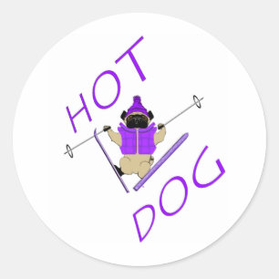 Adesivo Pug do esqui do Hotdog