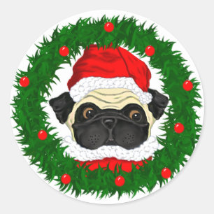 Adesivo Pug do papai noel