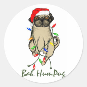 Adesivo Pug Dog Bah Humpug Feliz Natal