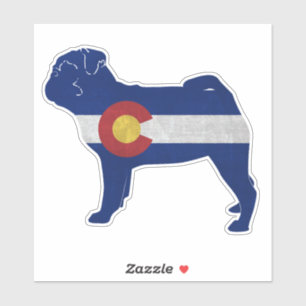 Adesivo Pug Dog Breed Colorado Flag Silhouette