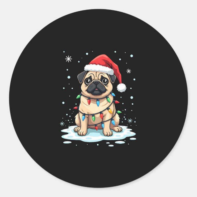 Adesivo Pug Dog Christmas Men Women (2) (Frente)