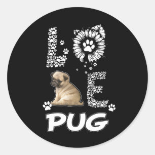 Adesivo Pug dog Flower Lover