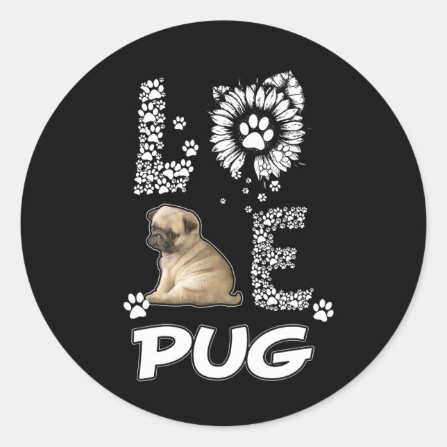 Adesivo Pug dog Flower Lover (Frente)