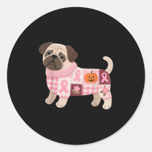 Adesivo Pug Dog Pink Ribbon Breast Cancer Pug Patterno Fel
