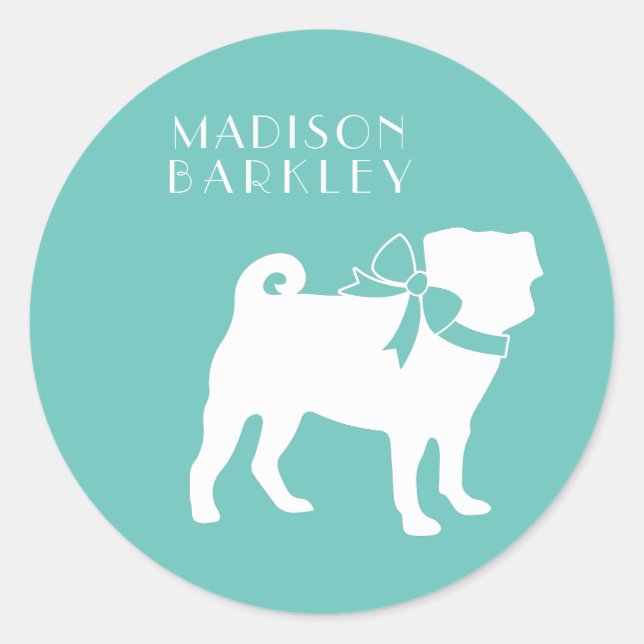 Adesivo Pug Dog Puppy Classk Round Sticker (Frente)