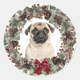 Adesivo Pug Dog Red Arco Pinecone No Natal