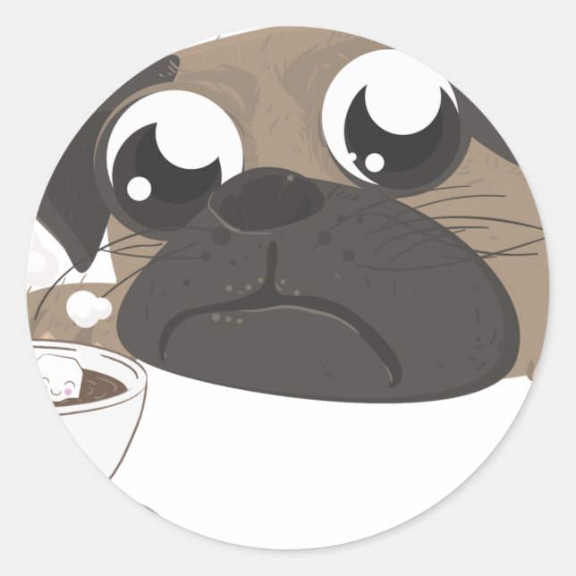 Adesivo Pug e café (Frente)