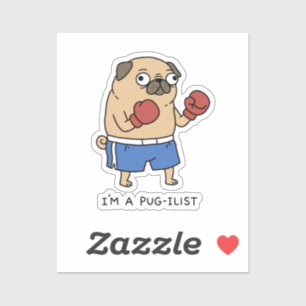 Adesivo Pug Engraçado Boxe Piada Eu Sou Um Pugilista Cacho