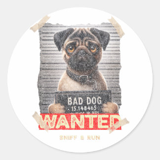 Adesivo Pug Fuga & Cheiro: Fugitivo Adorável à Solta!