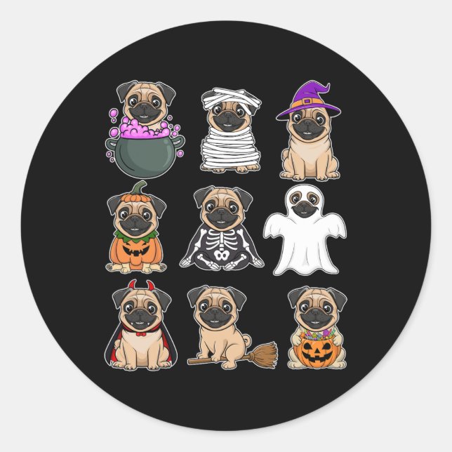 Adesivo Pug Halloween Figurume Spooky Fantasma Pumpkin Pug (Frente)