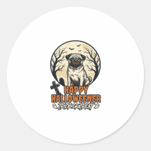 Adesivo Pug Halloween Truque ou Tratamento Desenho de Grav