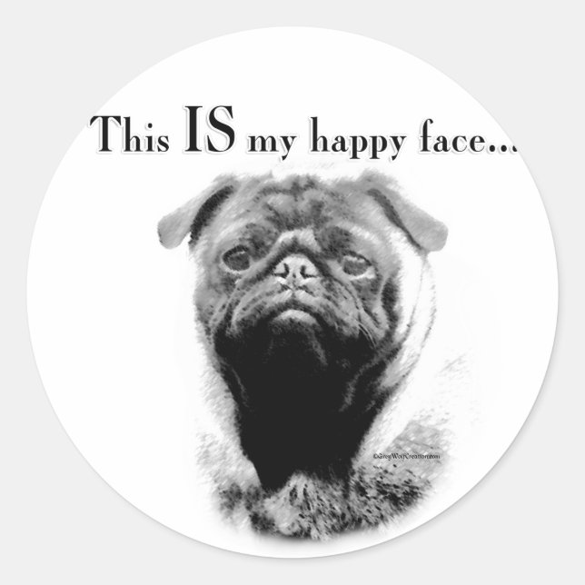 Adesivo Pug Happy Face (Frente)