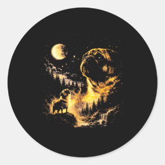 Adesivo Pug howling to the moon vintage 90s funny dog