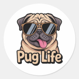Adesivo Pug Life Funny Pug Sunglasses Sticker Pug Lover Gi