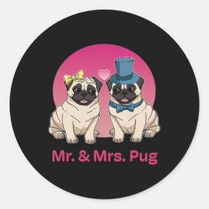 Adesivo Pug Lover Wedding Newlywn Bride Groom Sr. e Sra.