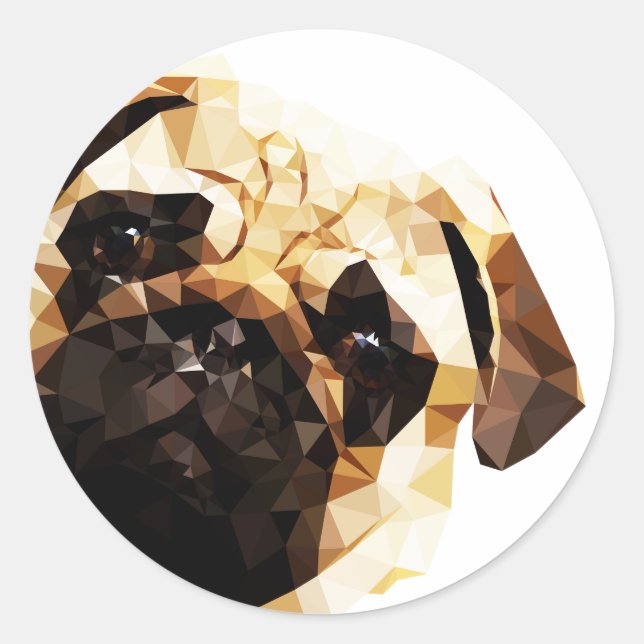 Adesivo Pug Low Poly Art (Frente)