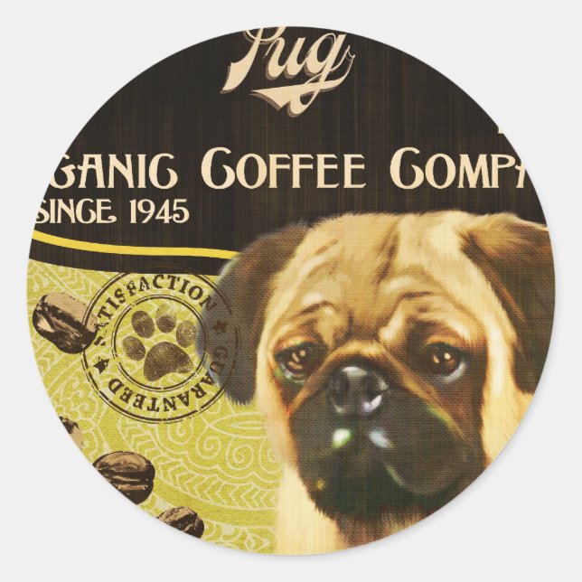 Adesivo Pug Marca - Empresa de café orgânico (Frente)