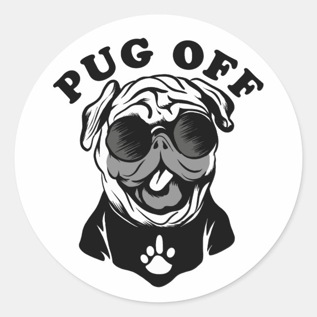 Adesivo Pug Off | Humor Engraçado Para Pug Lovers (Frente)