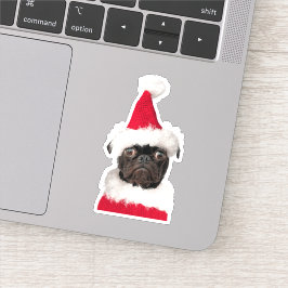 Adesivo Pug preto bonito no Chapéu Santa