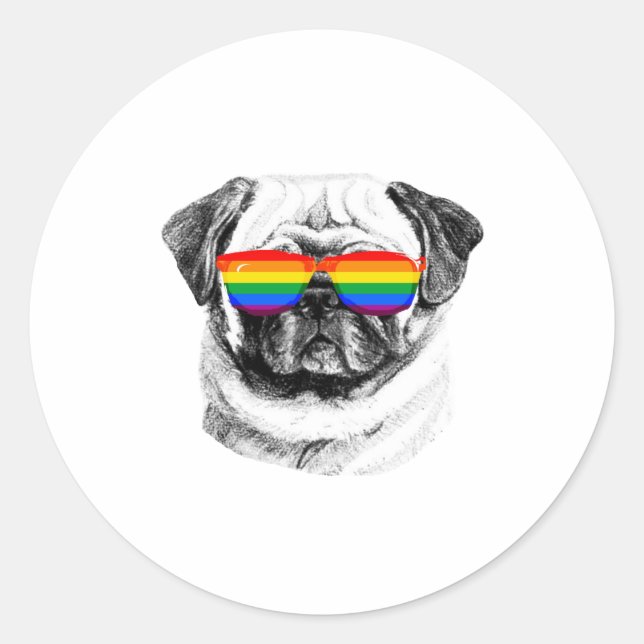 Adesivo Pug Pride Óculos de sol (Frente)