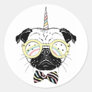 Adesivo Pug Unicorn   Ser único