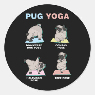Adesivo Pug Yoga Cachorro Yogista Meditação Espiritual Cac