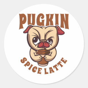 Adesivo Pugkin Spice Latte Café Pumpkin Spice Pug Propriet