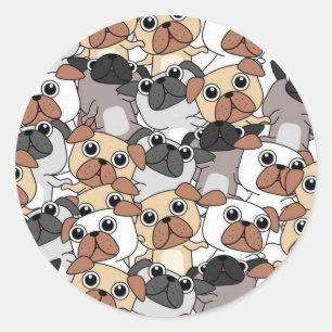 Adesivo Pugs Adoráveis